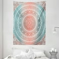 thumbnail image 1 of Teal and Coral Tapestry, Ombre Mandala Art Antique Gypsy Stylized Folk Pattern Mystical Cosmos Image, Wall Hanging for Bedroom Living Room Dorm Decor, 60W X 80L Inches, Teal Coral, by Ambesonne, 1 of 2