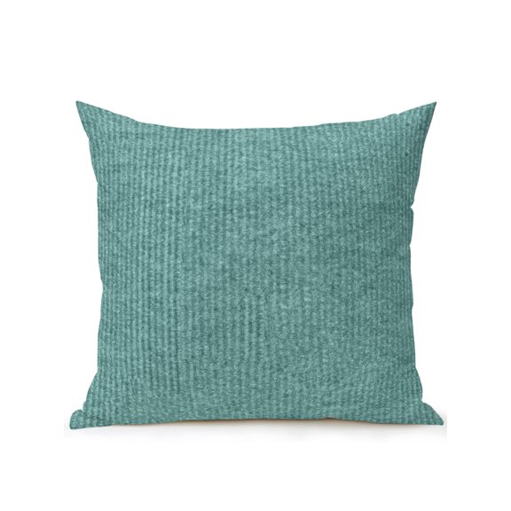 Teal Corduroy Textured 16x16 Inch Outdoor Throw Pillow with Insert, Set of 1 Minimalist Mint Green Ribbed Lines Waterproof Decorative Square Cushions for Patio Porch Couch Sofa