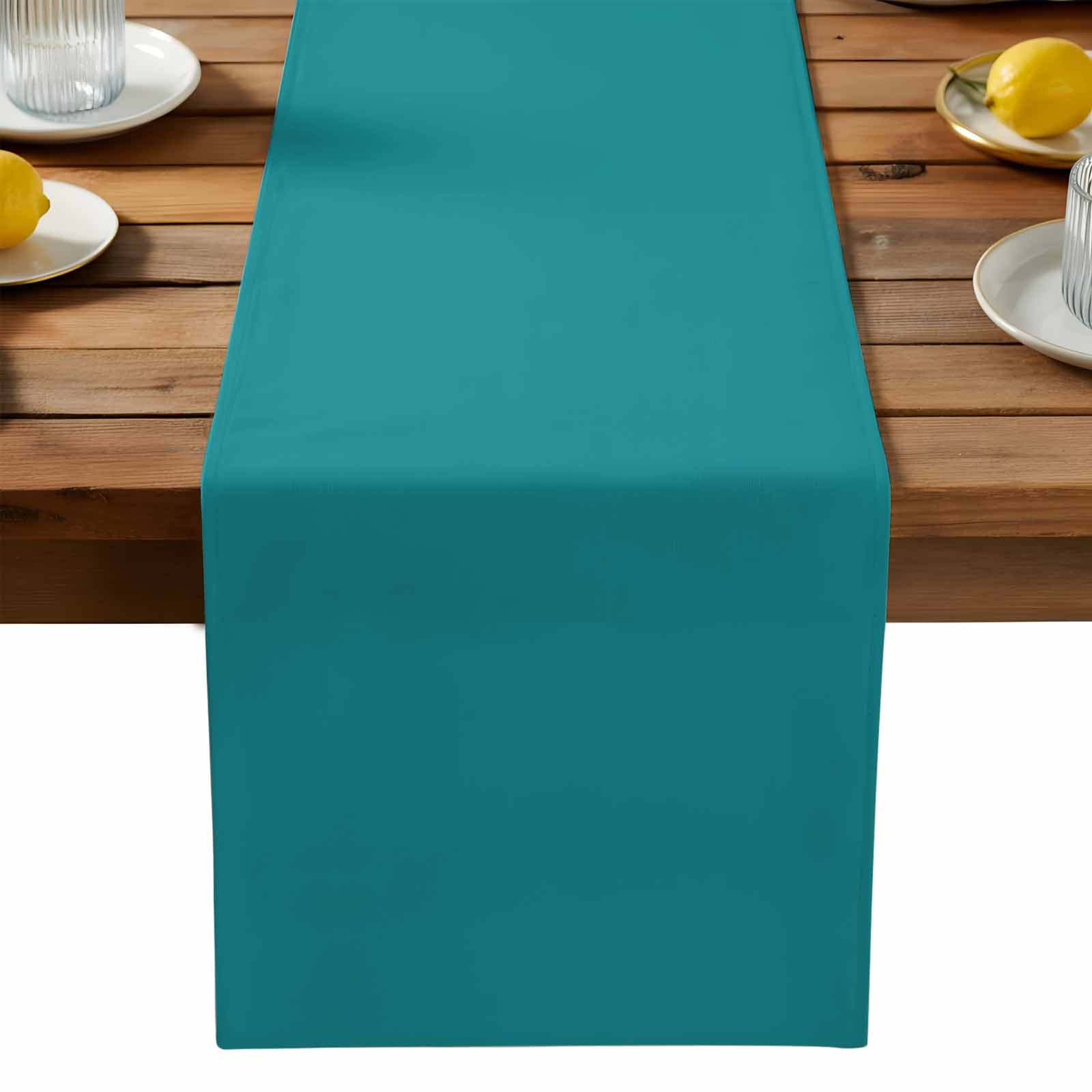 Teal Cotton Linen Table Runner for Dining Kitchen, Turquoise Pure Teal Wedding Outdoor Party Tablerunners Decoration, Dresser Scarf Coffee Tablecloth Runners 13x70 Inches