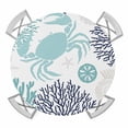 thumbnail image 1 of Teal Crab Elastic Fitted Round Table Cover Coral Starfish Shell Waterproof Outdoor Tablecloth for Holiday Party, Picnic, Patio & Dining Fits Tables Up to 45"-54", 1 of 8