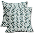thumbnail image 1 of Teal Cream Pillow Covers 18x18 Set of 2 Boho Design Polka Dot Throw Pillows Modern Brush Strokes Print Decorative Outdoor Pillowcase Square Cushion Cover Linen Case for Home Sofa Couch Bed, 1 of 6