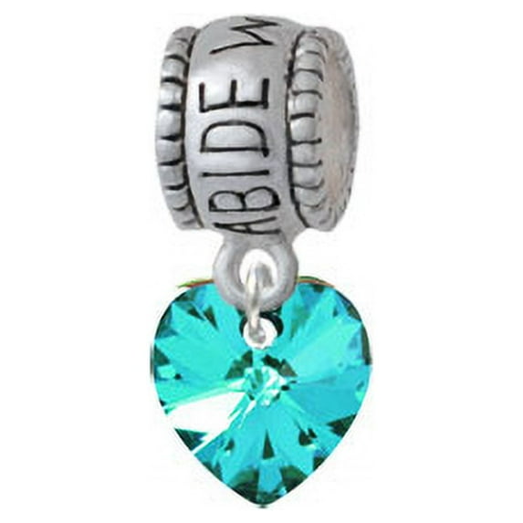 Teal Crystal Heart - Abide With Me Charm Bead