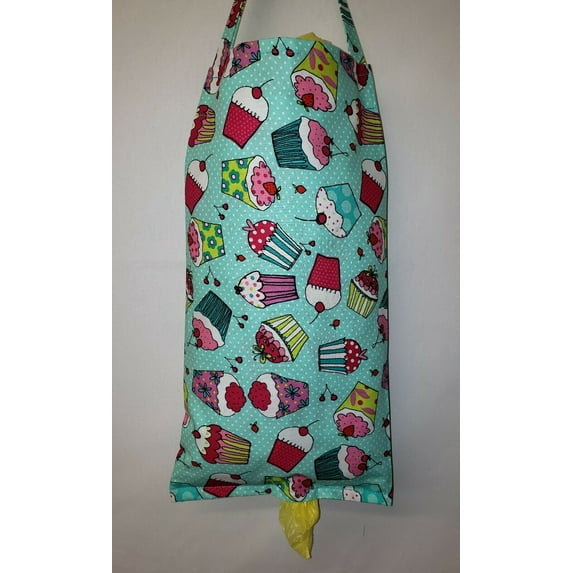 Teal Cupcake Grocery Plastic Shopping Bag Holder by Penny's Needful Things