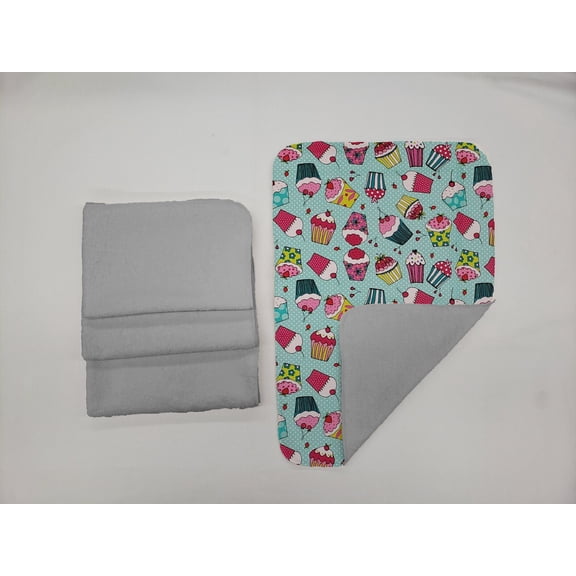 Teal Cupcake Hand Towels (Set of 4) (Towel Color: Gray)
