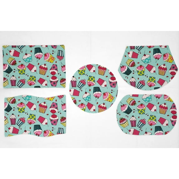Teal Cupcake Placemats by Penny's Needful Things (Rectangle - Set of 6)