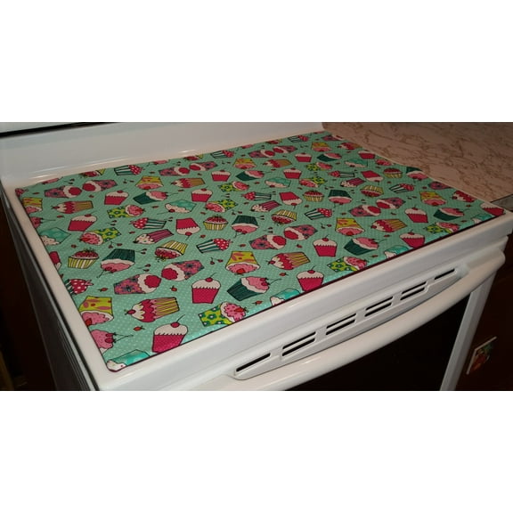 Teal Cupcakes Cover and Protector for Flat Stove Top by Penny's Needful Things