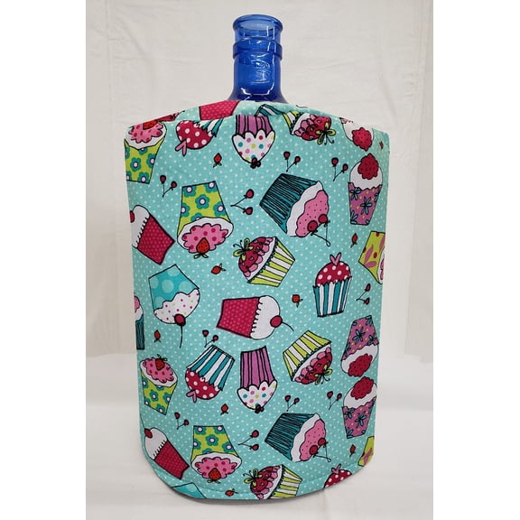Teal Cupcakes Water Bottle Cover by Penny's Needful Things (5 Gallon Cover)(Top Spout)