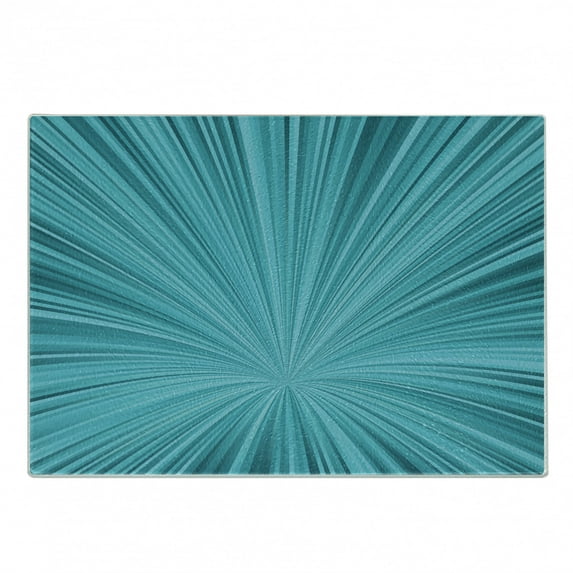 Teal Cutting Board, Abstract Vortex Design with Fireworks Celebration Monochrome Art, Decorative Tempered Glass Cutting and Serving Board, Small Size, Turquoise Teal, by Ambesonne