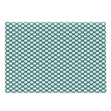 Teal Cutting Board, Polka Dotted Pattern Traditional Style European Inspired and Vibrant Colored Image, Decorative Tempered Glass Cutting and Serving Board, Large Size, Teal White, by Ambesonne