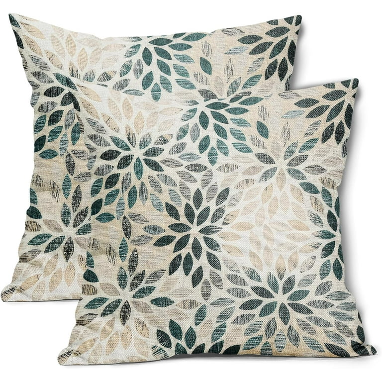 Set Of 2 Square Beige Floral Throw Pillow Covers Set Of 2 Square Beige Floral Throw Pillow Covers