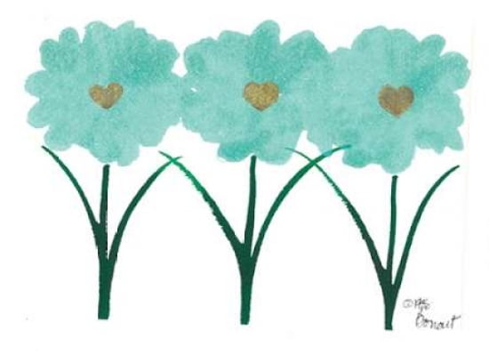 Teal Daisies Canvas Art - Beth Bonart (18 x 24)