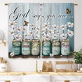 thumbnail image 1 of Teal Daisy Farmhouse Floral Kitchen Curtains Rustic Flower Small Short Cafe Window Curtains Country Wooden Barn Inspirational Bathroom Window Drapes Treatment Tier Curtains (27.5x39 Inch), 1 of 6
