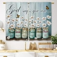 thumbnail image 1 of Teal Daisy Farmhouse Floral Kitchen Curtains Rustic Flower Small Short Cafe Window Curtains Country Wooden Barn Inspirational Bathroom Window Drapes Treatment Tier Curtains (27.5x36 Inch), 1 of 6