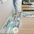 thumbnail image 1 of Teal Daisy Farmhouse Rugs - Non-Skid, Washable Kitchen Floor Mats Set of 2, 1 of 7
