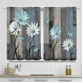 thumbnail image 1 of Teal Daisy Floral Kitchen Curtains Rustic Brown Wooden Small Window Curtains Farmhouse Flower Curtains for Kitchen Retro Country Bathroom Curtains Window Treatment Drapes 27.5x39 Inch 2 Panels, 1 of 4
