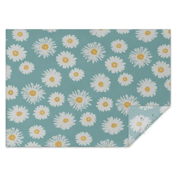 Teal Daisy Flower Golden Centers Pattern Rectangle Tablecloth 60"x84",Waterproof Polyester Rectangle Table Cloth, Wipeable Spillproof Polyester Tablecloth for Dining, Camping, Indoor and Outdoor