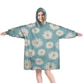 thumbnail image 1 of Teal Daisy Flower Golden Centers Pattern Wearable Oversized Blanket,Wearable Blanket Hoodie for Adults,Cozy Hooded Blankets with Super Pockets,Super Warm Fuzzy Pullover for Women & Men, 1 of 6
