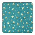 thumbnail image 1 of Teal Daisy Flower Yellow Blooms Pattern Square Fitted Tablecloth with Elastic Edge,Square Table Cover,Washable Elastic Table Cover for Home Kitchen Party Decor 36"x36", 1 of 6