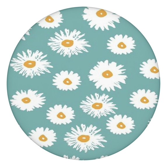 Teal Daisy Flower Yellow Centers Pattern Round Fitted Tablecloth with Elastic Edge,Dining Table Cover Waterproof,Outdoor Round Tablecloth for Camping,Dining,Indoor and Outdoor