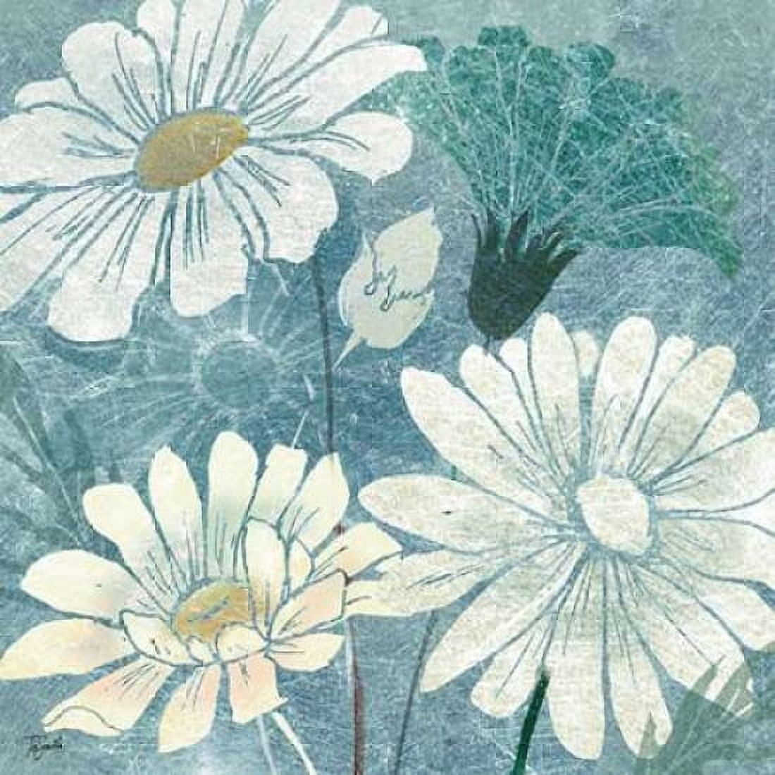 Teal Daisy Patch I Canvas Art - Tre Sorelle Studios (24 x 24)