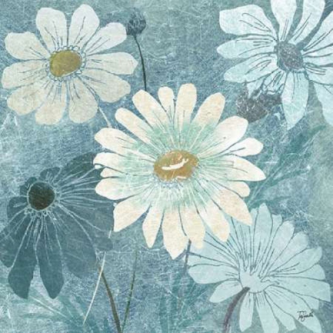 Teal Daisy Patch II Canvas Art - Tre Sorelle Studios (24 x 24)