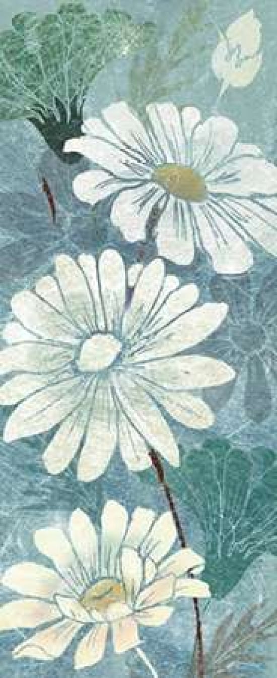 Teal Daisy Patch Panel I Canvas Art - Tre Sorelle Studios (10 x 20)