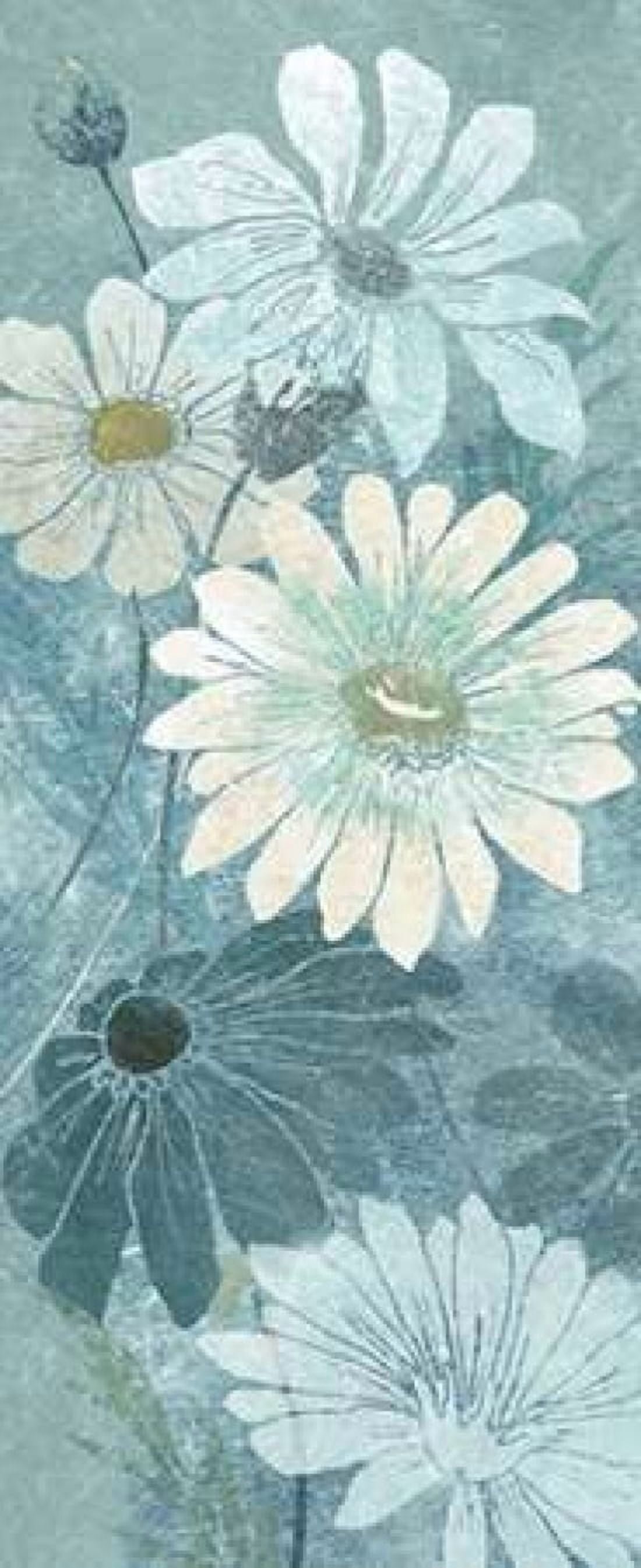 Teal Daisy Patch Panel II Canvas Art - Tre Sorelle Studios (10 x 20)