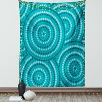 Teal Decor Wall Hanging Tapestry, Abstract Aboriginal Dot Painting Australian Indigenous Folk Artwork Circle Shapes, Bedroom Living Room Dorm Accessories, 60 X 80 Inches, Gift Ideas, by Ambesonne