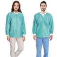 thumbnail image 1 of Teal Disposable Lab Jackets, 45 GSM SMS PPE, 100 Count, 2X-Large, 1 of 8
