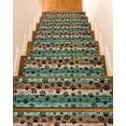 thumbnail image 1 of Teal Dog Paws Stair Treads Non Slip Indoor for Wooden Steps, Farmhouse Vintage Modern Green Brown Wood 4 Pcs Stair Mats for Elders Dogs, 8 x 30 Inch Carpet Treads Runner Rugs for Staircase, 1 of 7