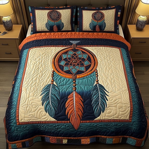 Teal Drop Catcher 3-Piece Quilted Bedding Set - Walmart.com