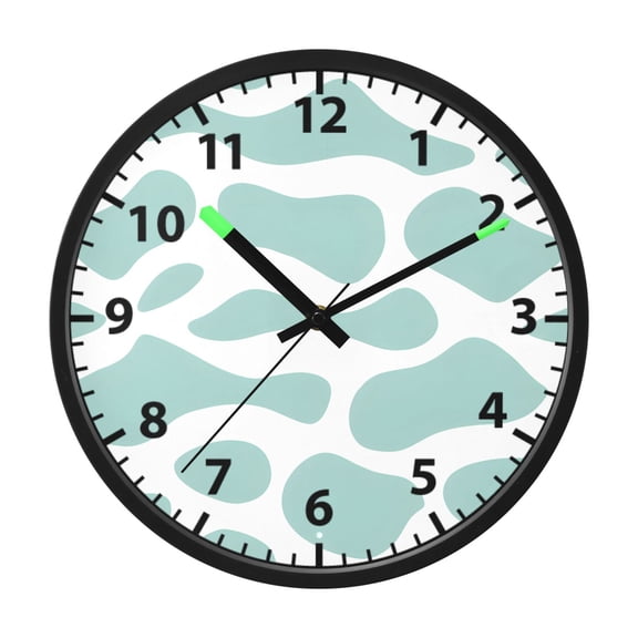 Teal Drop Shapes Wall Clock 12 Inch Voice Activated Night Light Silent Non Ticking