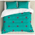 thumbnail image 1 of Teal Duvet Cover Set, Hand Drawn Pink Wild Flowers Pattern on Teal Background Flora Theme Nature Inspired, Decorative 3 Piece Bedding Set with 2 Pillow Shams, King Size, Teal Hot Pink, by Ambesonne, 1 of 3