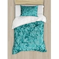 thumbnail image 1 of Teal Duvet Cover Set, Ink Drawing Inspired Intertwined Tree Branches Buds and Leaves in Abstract Design, Decorative 2 Piece Bedding Set with 1 Pillow Shams, Twin Size, Teal Turquoise, by Ambesonne, 1 of 3
