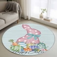 thumbnail image 1 of Teal Easter Round Rug 3ft Washable Circle Entryway Rugs Non Slip Spring Polka Dots Bunny Easter Eggs Wooden Area Rug Indoor Floor Carpet for Bedroom Kitchen Living Room Home Office Dining Room, 1 of 8
