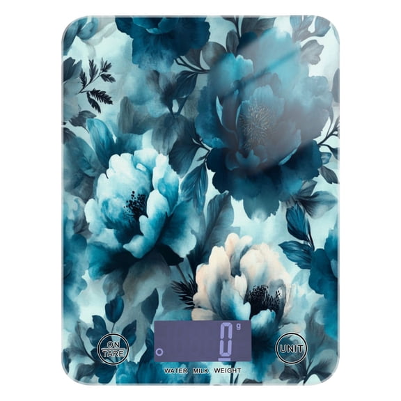 Teal Elegant Floral Pattern Food Scale Digital Kitchen Scale Waterproof Grams Ounces lbs for For Baking and Cooking