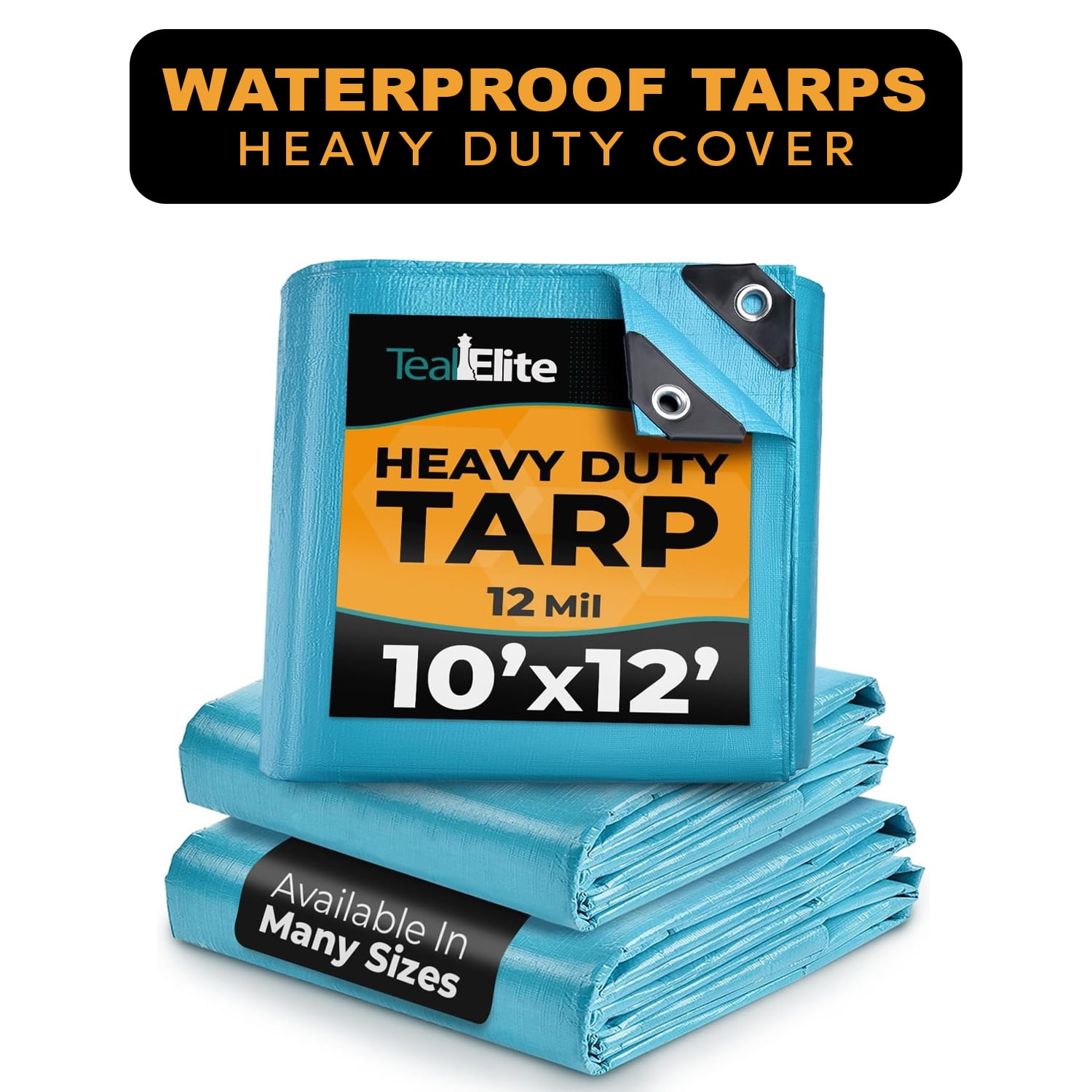 TEAL ELITE Heavy Duty Waterproof Tarp Cover 8' x 10' Multipurpose