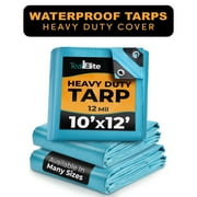 Teal Elite Heavy Duty Tarp Cover, Multipurpose, Waterproof with Metal Grommets, 10' x 12'