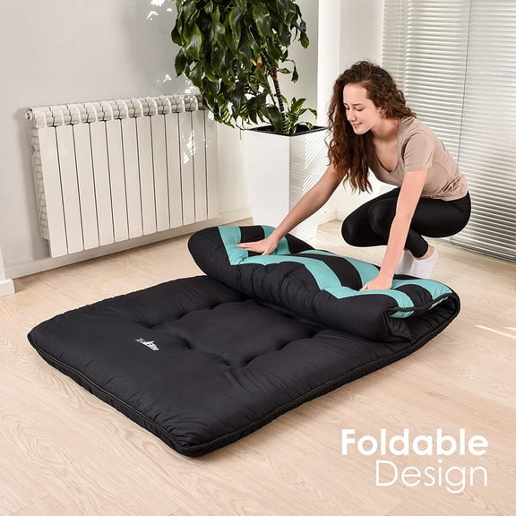 Teal Elite Japanese Futon Mattress Tatami Roll Up Sleeping Mat, Twin Size