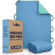 Teal Elite Washable Positioning Bed Pad with 8 Reinforced Handles   34x52 Waterproof, Quick-Dry, Absorbent Underpad for Elderly Care, Turning, Lifting & Incontinence Protection Powder Blue