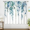 thumbnail image 1 of Teal Eucalyptus Botanical Leaves Floral Window Curtains Blue Watercolor Turquoise Flower Plant Wildflower Farmhouse Curtain Drapes Herb Curtains for Bedroom Living Room Treatment 42Wx63H Inch, 1 of 1