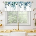 thumbnail image 1 of Teal Eucalyptus Botanical Leaves Valances Kitchen Curtains Flower Window Drapes Turquoise Blue Floral Plants Botanical Wildflower Bedroom Bathroom Living Room Treatment Tier 52Wx18H Inch, 1 of 6