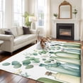thumbnail image 1 of Teal Eucalyptus Leaves Area Rug 5x8 FT, Non Slip Bedroom Throw Carpet, Botanical Vase Birds Washable Soft Floor Carpet Non-Shedding Rug for Living Room Nursery Dorm Office, 1 of 9