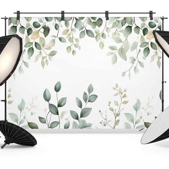 Teal Eucalyptus Leaves Backdrop for Photoshoot,Photography Photo Studio Background Wall Backdrop,Summer Botanical Spring Weeping Back Drop Banner Panel for Portraits Wedding Live Streaming 12x8Ft