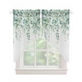 thumbnail image 1 of Teal Eucalyptus Leaves Swag Valances for Windows, Spring Floral Summer Botanical Rod Pocket Sheer Valances for Small Windows, Swag Toppers Light Filtering for Kitchen Living Room 2 Panels 28''x36'', 1 of 6