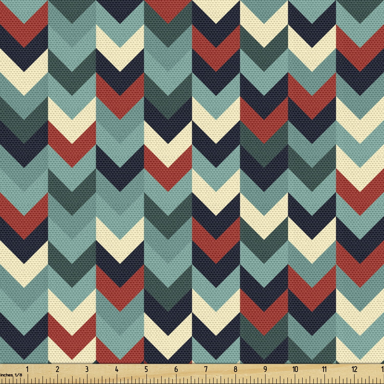 Ambesonne Teal Fabric by the Yard Upholstery, Chevron Herringbone Retro, 2  Yards, Multicolor - Walmart.com, image size:1500x1500
