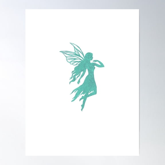 Teal Fairy Poster Wall Art, Modern Wall Decor For Living Room Bedroom, 12x18 UNFRAMED