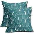thumbnail image 1 of Teal Fall Pumpkin Pillow Covers 16x16 Set of 2 Autumn Themed Thanksgiving Cream Print Decorative Throw Pillows Outdoor Pillowcase Farmhouse Linen Cushion Case Decor for Home Sofa Couch Bed, 1 of 6
