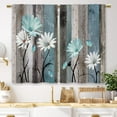 thumbnail image 1 of Teal Farmhouse Daisy Kitchen Curtains Wooden Flower Small Short Cafe Window Curtains Rustic Floral Butterfly Country Bathroom Drapes Treatment Tier Curtains 2 Panels (27.5x39 Inch), 1 of 1
