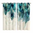 thumbnail image 1 of Teal Feather Kitchen Curtains 84 Inch Length, Farmhouse Feather Art Teal Ombre Grommet Top Bedroom Living Room Curtains, Light Filtering Cafe Curtain Drapes 2 Panels Set 104''x84'', 1 of 9